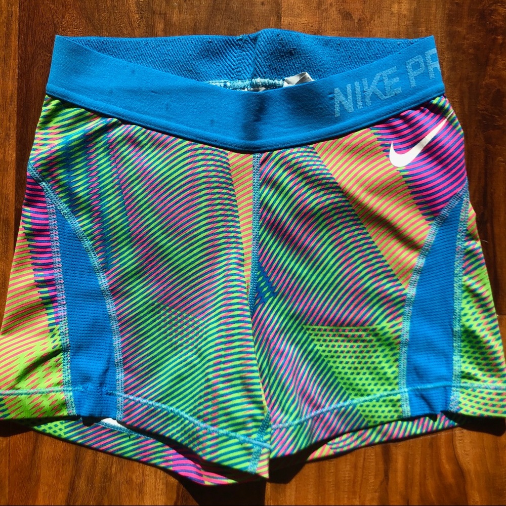 Multi-colored Nike Pro Shorts